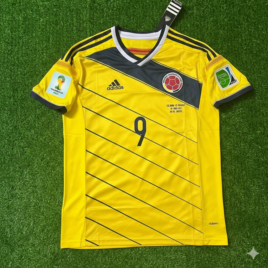 Radamel Falcao Colombia 2014 Brazil World Cup Blue Retro Jersey Trikot Maillot