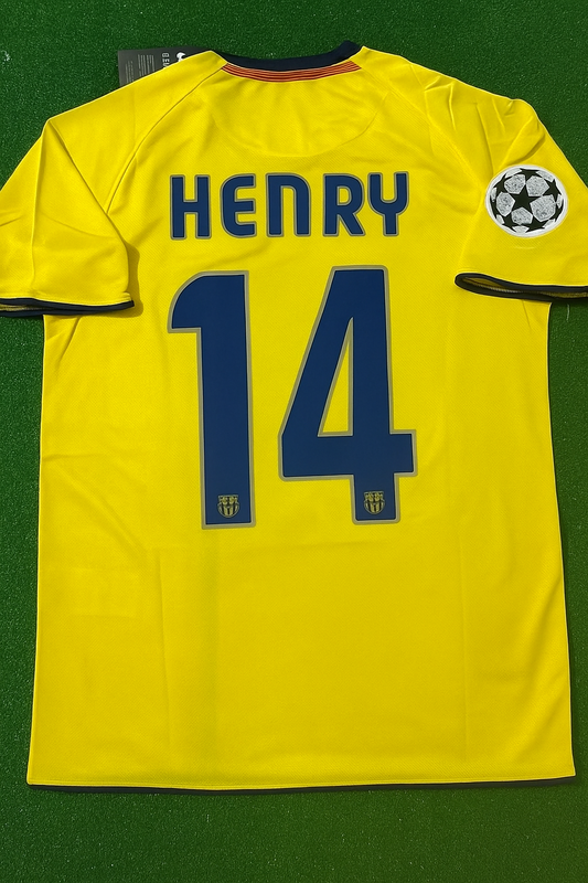 Thierry Henry 2008-09 Barcelona Gelbes Retro-Trikot