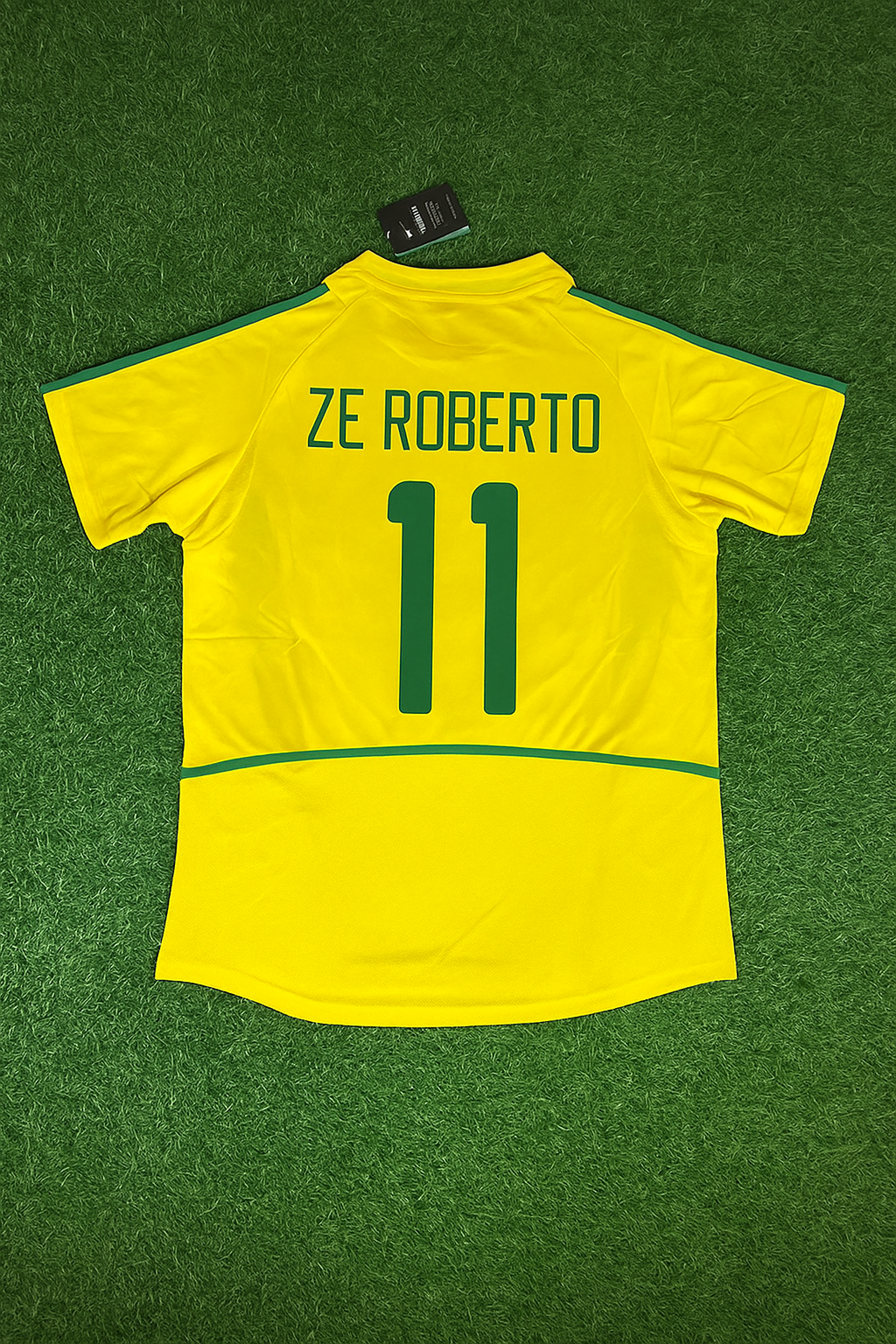 Camiseta de fútbol retro amarilla de Brasil de Ze Roberto para el Mundial de 2002