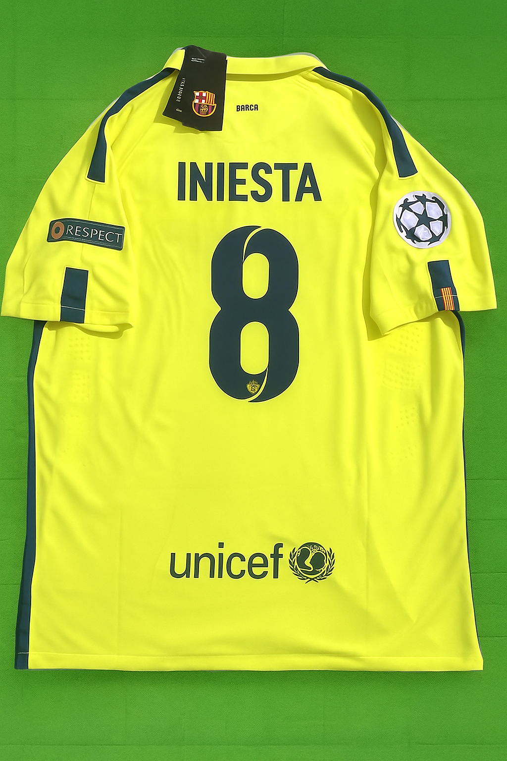 Barcelona 2014/15 Gelbes Retro-Trikot – Andres Iniesta