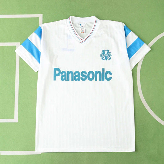 Olympique De Marseille 1990 Season Home White Retro Jersey Trikot Soccer Shirt
