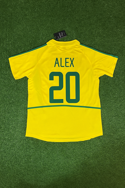 Alex de Souza Brazil 2002 World Cup Yellow Retro Football Jersey