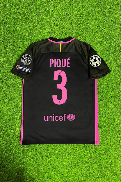 Gerard Pique 2014/15 Retro Black Pink Jersey Maillot Trikot Maglia