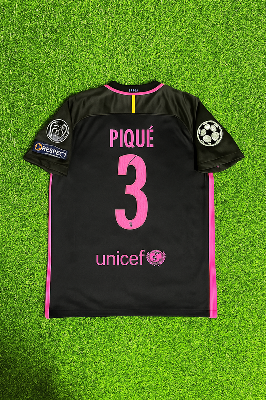 Gerard Piqué 2014/15 Camiseta Retro Negra y Rosa Maillot Trikot Maglia
