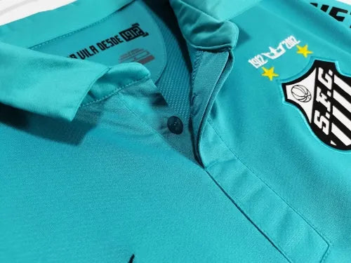 Neymar JR Santos FC 2011 2012 Maillot Rétro Bleu Vert Turquoise Tenue Enfant T-shirt de Football