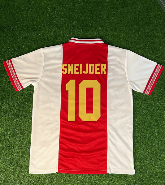 Camiseta de fútbol retro del Ajax de Wesley Sneijder con estampado dorado