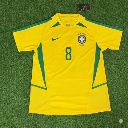 Gilberto Silva Brazil 2002 World Cup Yellow Retro Football Jersey