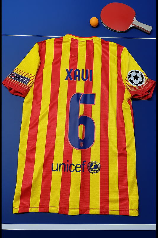 Xavi Hernandez 6 - Barcelone 2013/2014 Maillot Rétro Jaune et Rouge