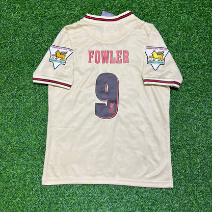 Maillot rétro beige et blanc Robbie Fowler Liverpool 1996 1997