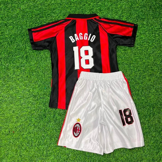 Equipación retro infantil del AC Milan de Roberto Baggio – | Camiseta infantil | Camiseta de fútbol para niños