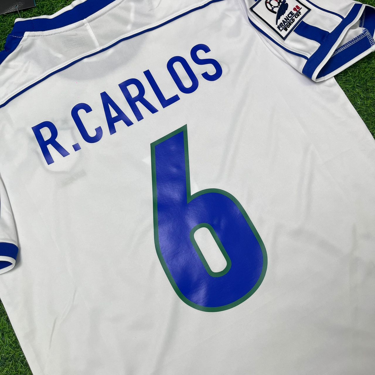 Roberto Carlos #6 Brazil 1998 World Cup White Retro Football Jersey