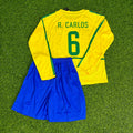 Roberto Carlos #6 Brazil 2002 World Cup Home Long Sleeve Retro Jersey