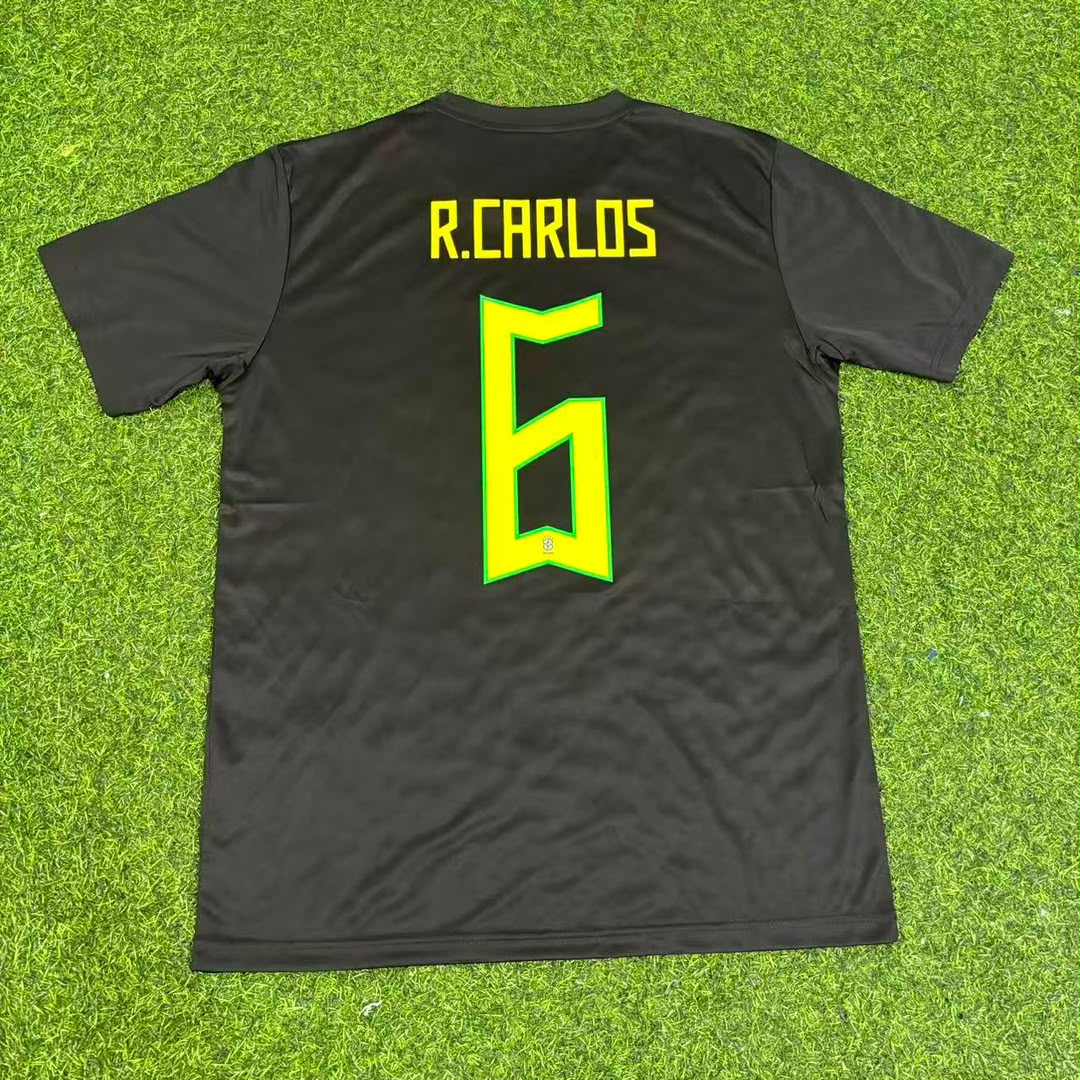 Roberto Carlos Brasilien Schwarzes Retro Fußballtrikot-Set