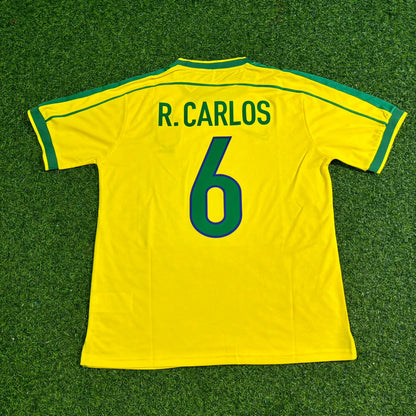 Roberto Carlos #6 Brazil 1998 World Cup Retro Jersey Soccer Shirt