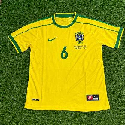 Roberto Carlos #6 Brazil 1998 World Cup Retro Jersey Soccer Shirt