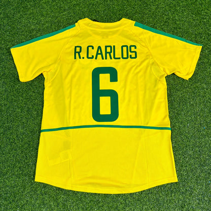 Roberto Carlos Brazil 2002 World Cup Retro Jersey Trikot Soccer Shirt