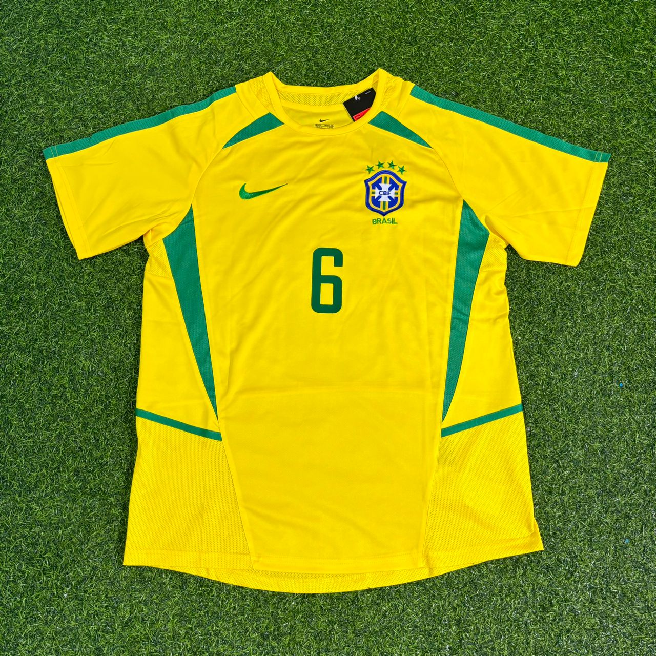 Roberto Carlos Brazil 2002 World Cup Retro Jersey Trikot Soccer Shirt