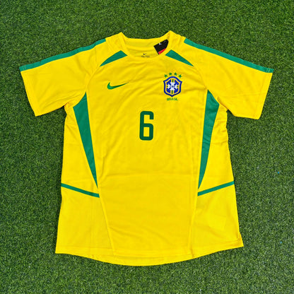 Roberto Carlos Brazil 2002 World Cup Retro Jersey Trikot Soccer Shirt
