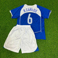Roberto Carlos #6 Brasilien 2004 Blau Auswärts Kinder Trikot Retro Fußball Trikot Set