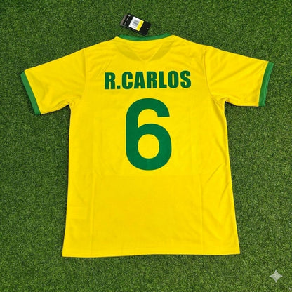 Roberto Carlos Brazil Retro Home Football Jersey Trikot Maillot