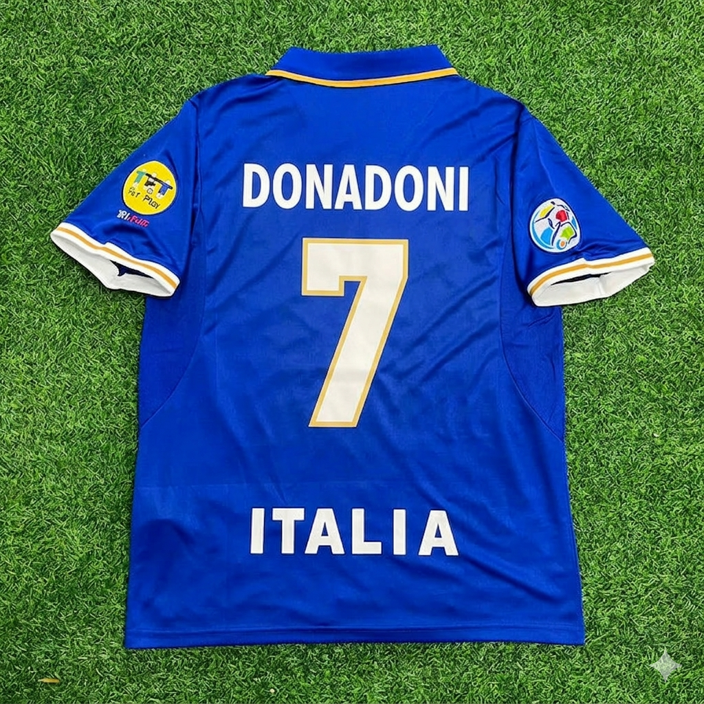 Roberto Donadoni #7 Italien EURO 1996 Blaues Retro Fußballtrikot Trikot Maglia Shirt