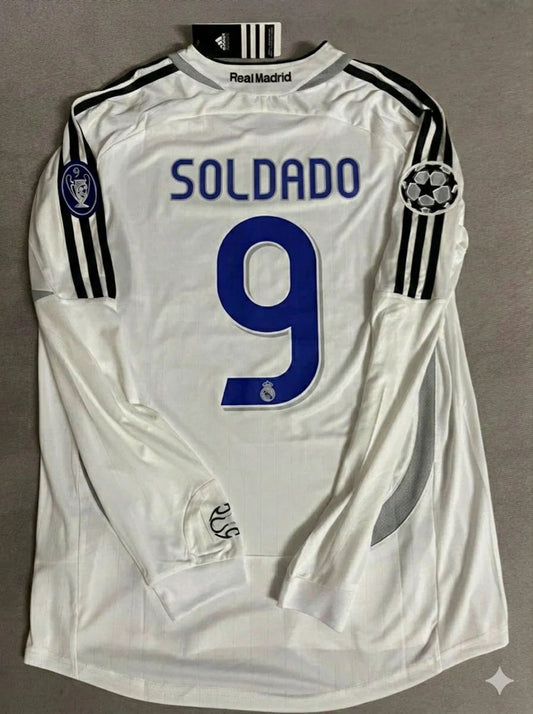 Roberto Soldado 9- Real Madrid 2006-2007 White Black Jersey Soccer Shirt