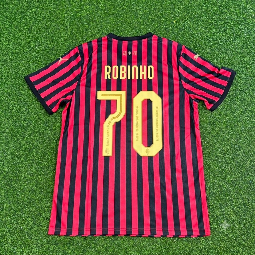 Robinho AC Mailand 120. Jubiläum Goldenes Retro-Fußballtrikot