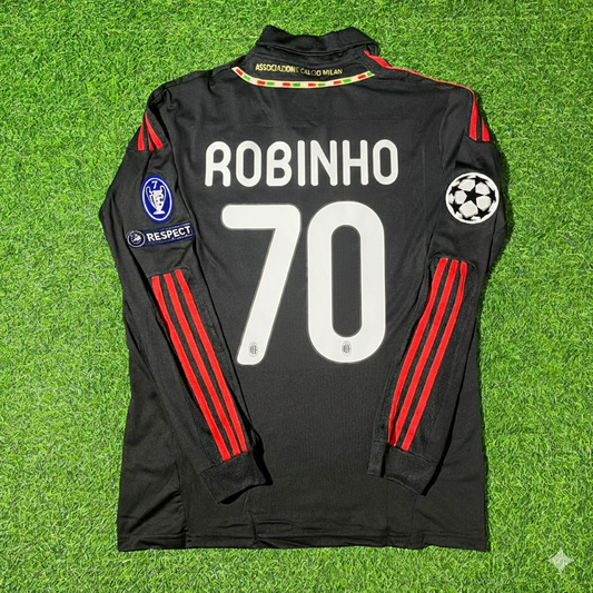 Robinho AC Milan 2011/12 Rot-schwarzes Retro-Fußballtrikot-Set