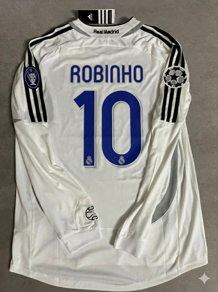 Robinho 10- Real Madrid 2006-2007 White Black Jersey Soccer Shirt