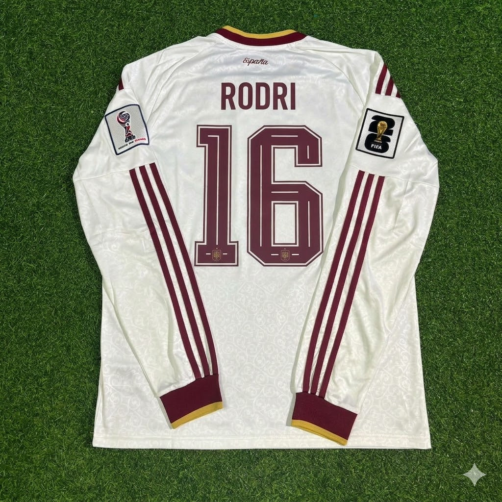 Rodri #16 Spanien WM 2026 Auswärts Langarm Trikot