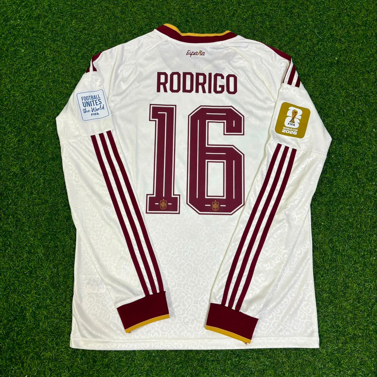 Rodri #16 España 2026 Mundial Camiseta de Visitante Manga Larga Trikot Maillot