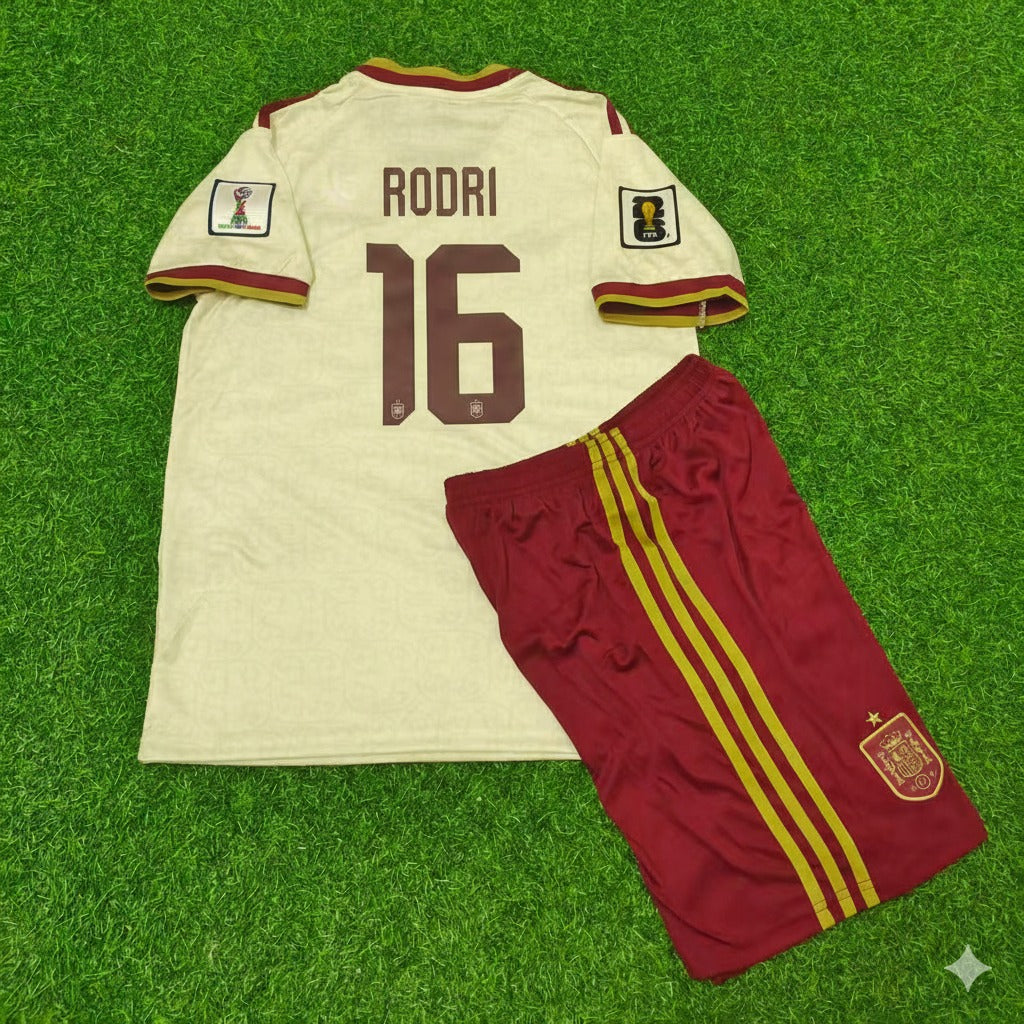 Rodri 16- Spain 2026 World Cup Away Kids Football Jersey