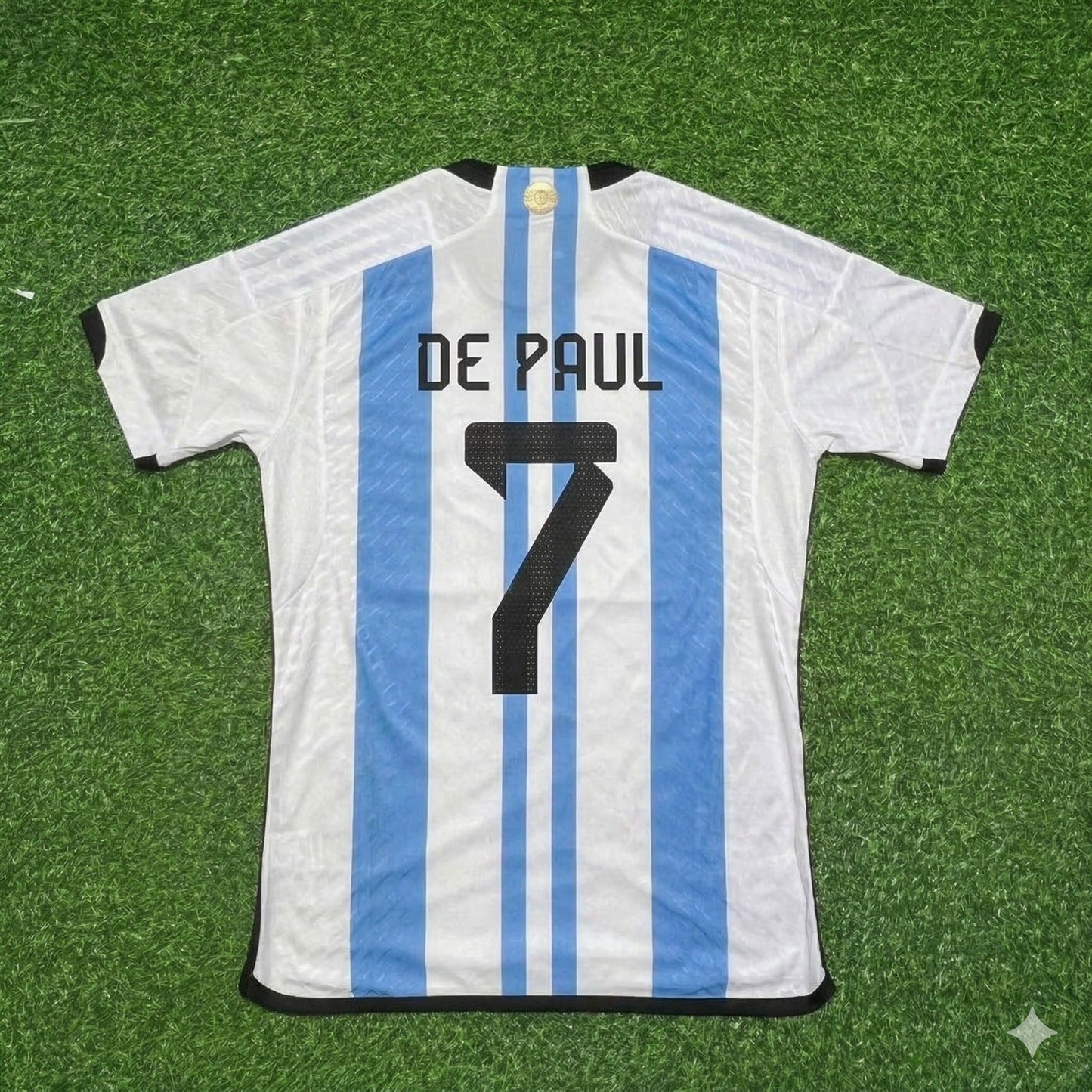 Rodrigo de Paul 7 - Argentinien 2022 Katar Weltmeister Heimtrikot Maillot Trikot Maglia Fußballshirt