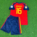 Rodrigo #16 Spain 2026 World Cup Kids Football Jersey