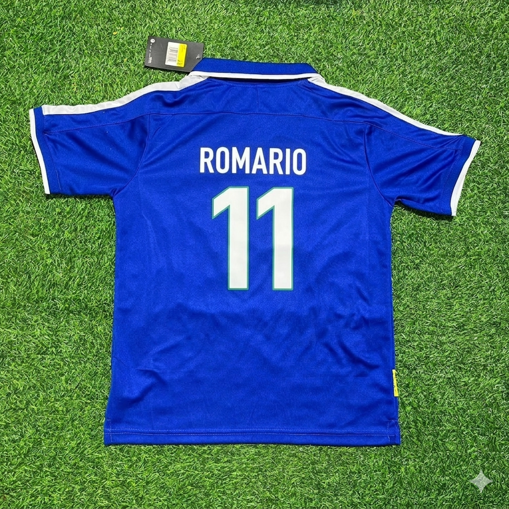 Maillot de football rétro bleu Brésil Romario 1997