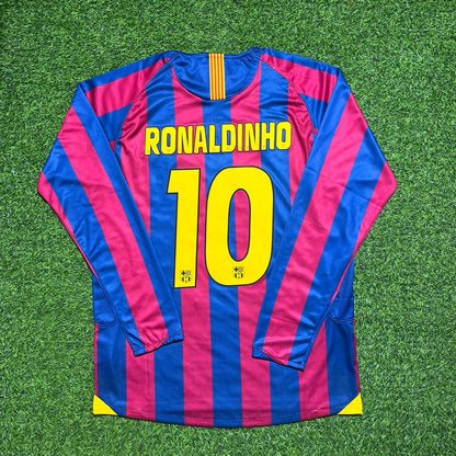 Ronaldinho #10 Barcelona 2005-2006 Langarm Retro Trikot