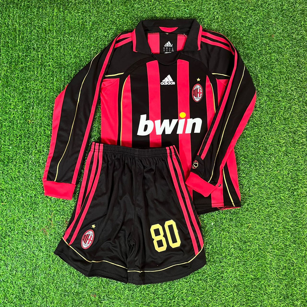 Ronaldinho Gaúcho 80 – AC Milan 2008-2009 Home Long Sleeve Retro Kit Jersey – | Trikot | Maillot Soccer Shirt
