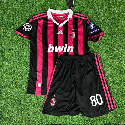 Ronaldinho #10 – AC Milan 2009-10 Retro Kit Jersey – | KinderTrikot | Maillot Enfant Soccer Shirt
