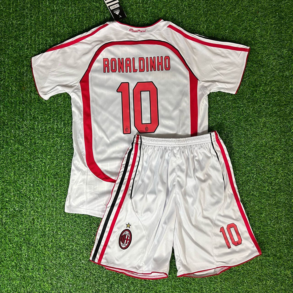 Ronaldinho – AC Milan White Retro Jersey – | Kindertrikot | Maillot Enfant Soccer Shirt