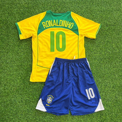 Ronaldinho Brasilien 2004–2006 Retro Kinder Fußballtrikot-Set