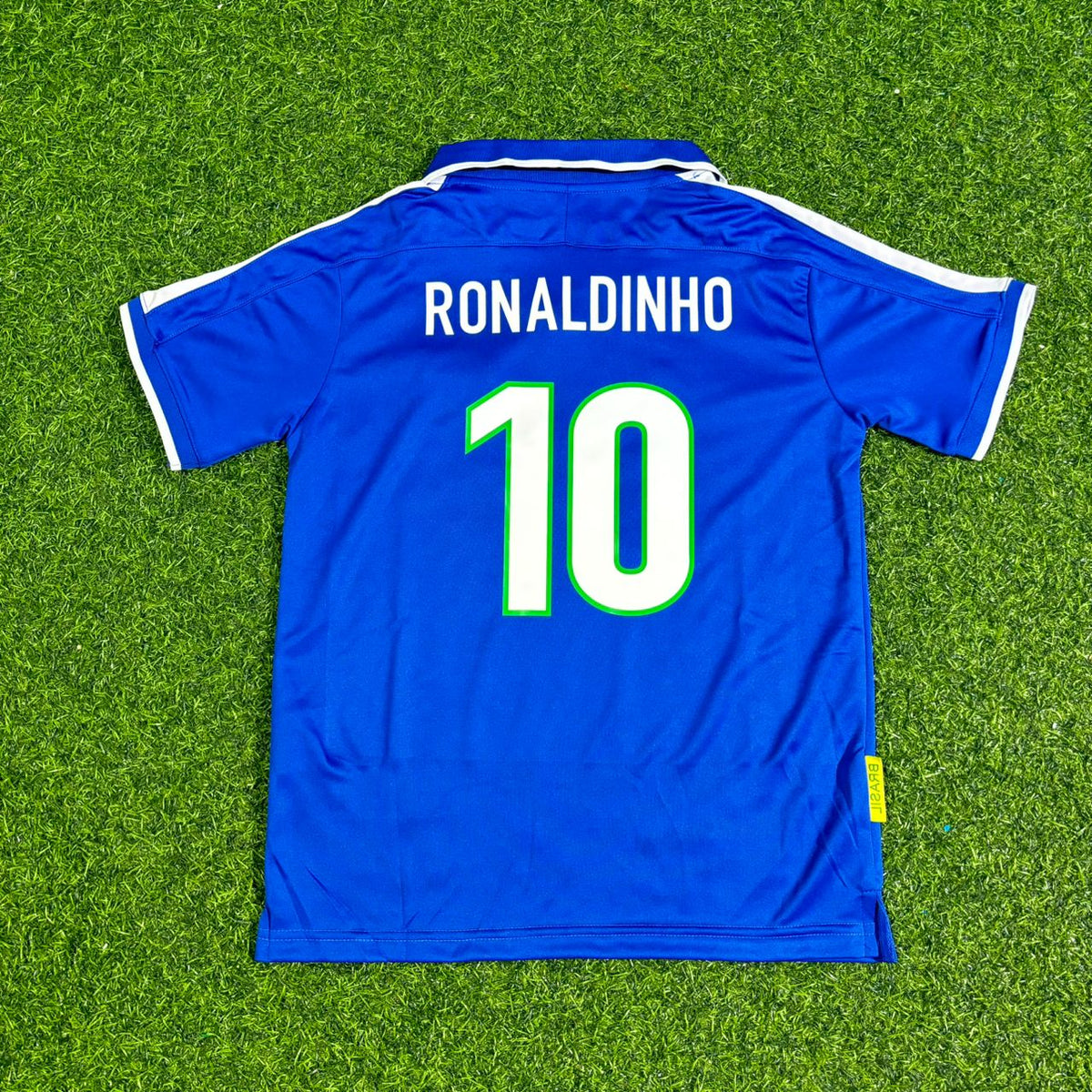 Ronaldinho Brasil Blau Retro Fußballtrikot Kinder