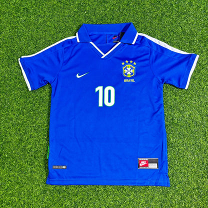 Ronaldinho Brazil Blue Retro Football Jersey