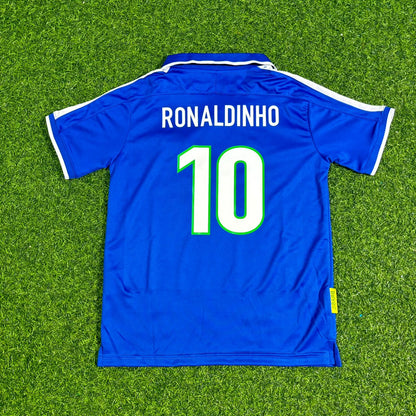 Ronaldinho Brazil Blue Retro Football Jersey