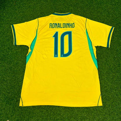 Conjunto de camiseta de fútbol retro especial conmemorativa de Ronaldinho Brasil