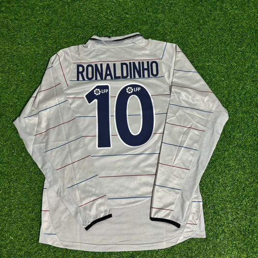 Ronaldinho Gaucho Barcelona 2003 2004 Auswärts Langarm Retro-Fußballtrikot-Set