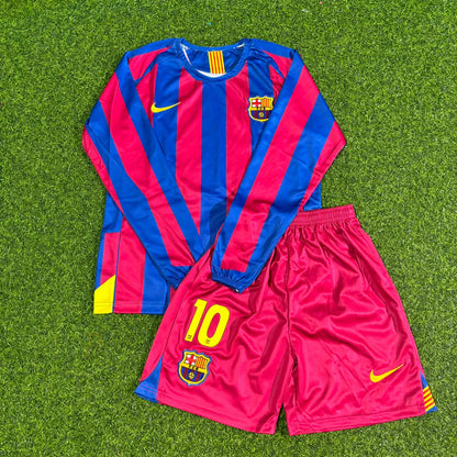 Ronaldinho Gaúcho Barcelona 2005-2006 Langarm Retro Fußballtrikot Kinder