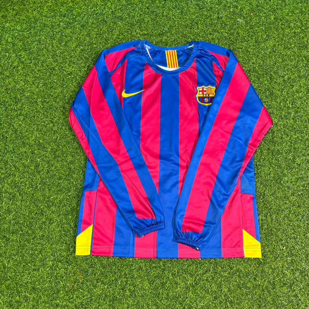 Maillot de football rétro à manches longues Ronaldinho Gaúcho Barcelone 2005-2006