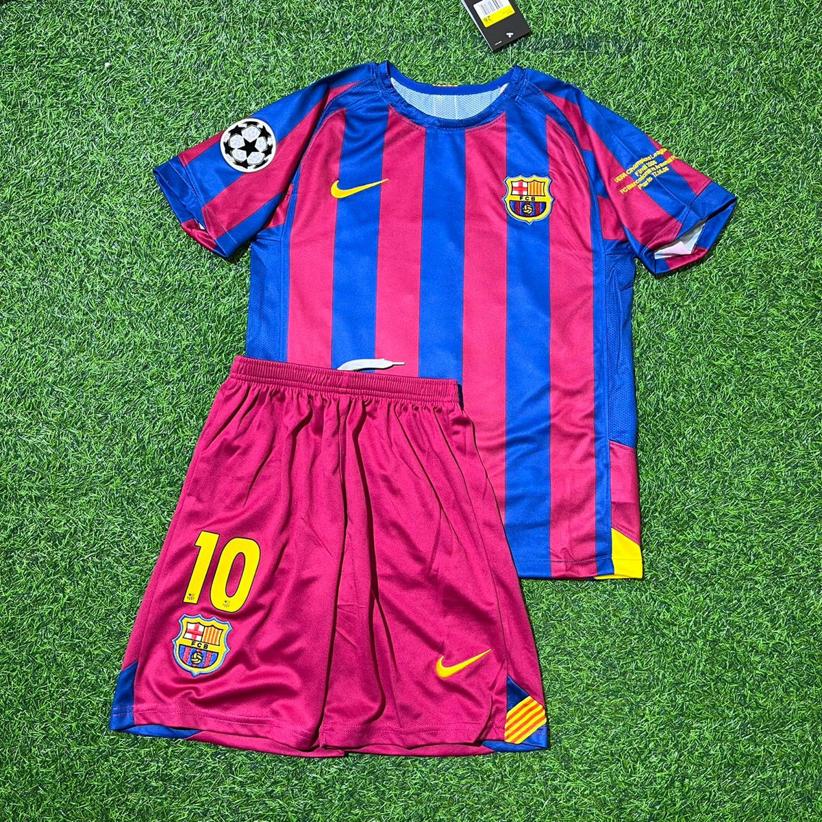 Ronaldinho Gaucho Barcelona 2006 Final Kit de camiseta de fútbol retro de manga corta para niños