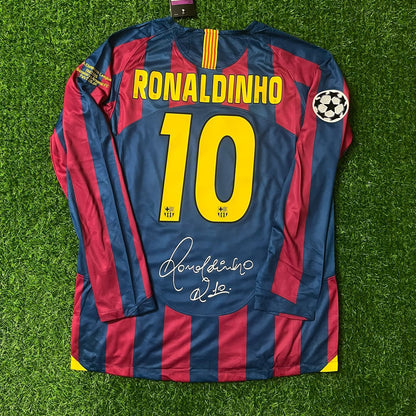 Ronaldinho Gaucho 10 – Barcelona 2006 Final Retro Long Sleeve Football Jersey – | Trikot | Maillot Soccer Shirt