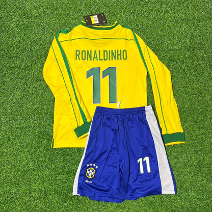 Maillot de football rétro enfant Ronaldinho Gaúcho Brésil Coupe du Monde 1998